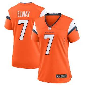 Women%27s Denver Broncos #7 John Elway Orange Retired Player Game Jersey Dzhi